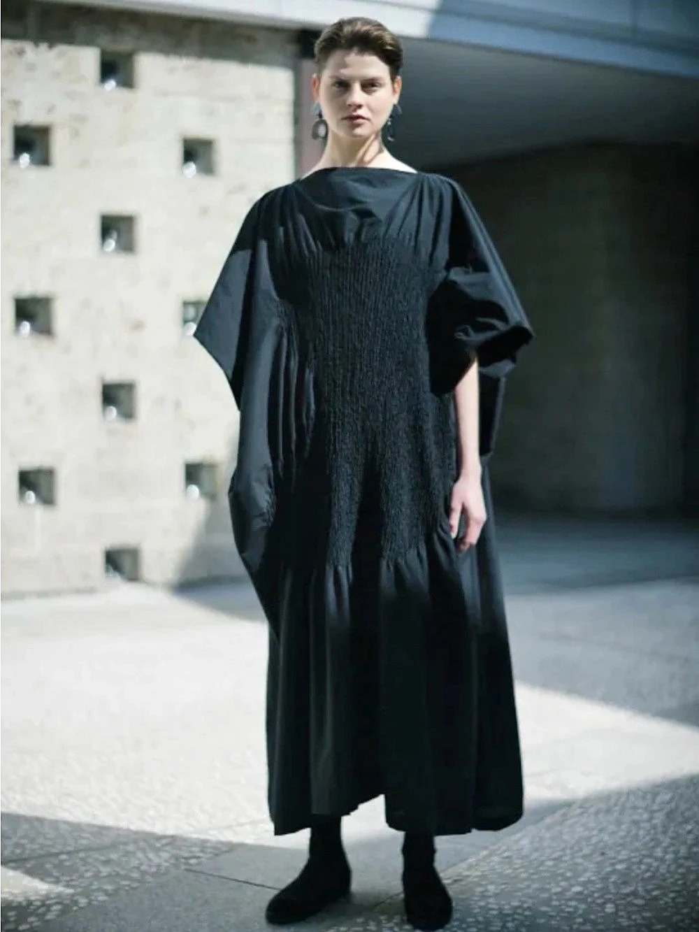 NWT Issey Miyake Rise Oversized Smocked Maxi Dress